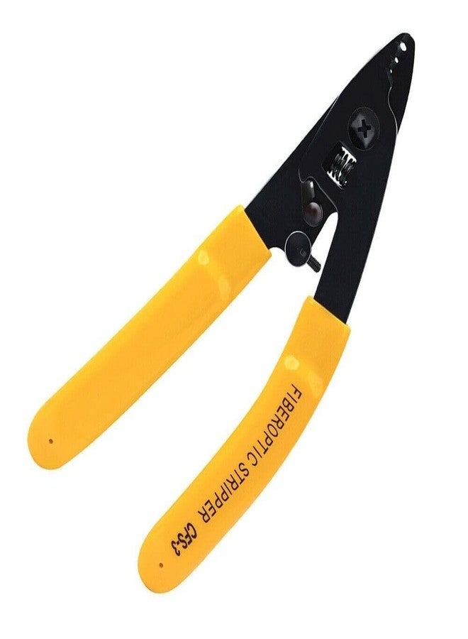 Meshiv CFS-3 Fiber Optic Stripper, Adjustable 3 Hole Fiber Optical Stripping Tool with 6 inch handle - Hex Key Adjustable For Jacket, Buffer, and 125μm-250μm (Wire Stripper - Yellow & Black) - Image 1